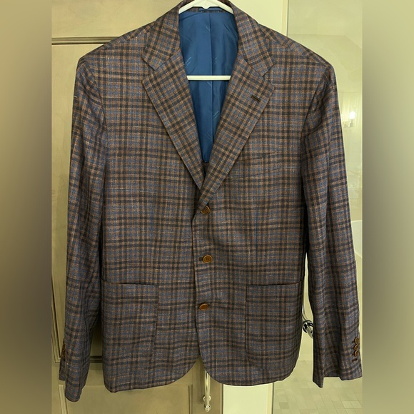 Kiton Other - Kiton Napoli Blazer Mens 40 US 50 EU Cashmere Silk Linen Sport Coat Jacket Plaid
